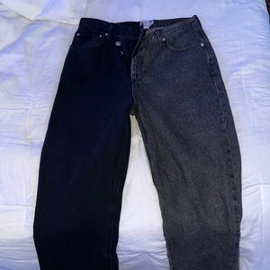 two-toned black crossover princess polly jeans